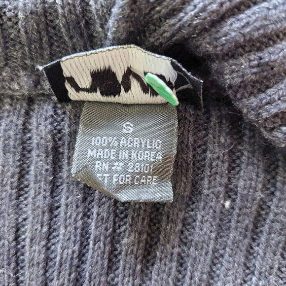 Long Sweater  Hoodie Open Tie Belt Wrap Grey Cardigan Knit, Size S - Picture 4 of 5